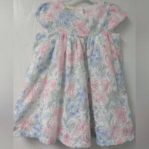 First Impressions Floral Lace Dress - Pink, Blue, White